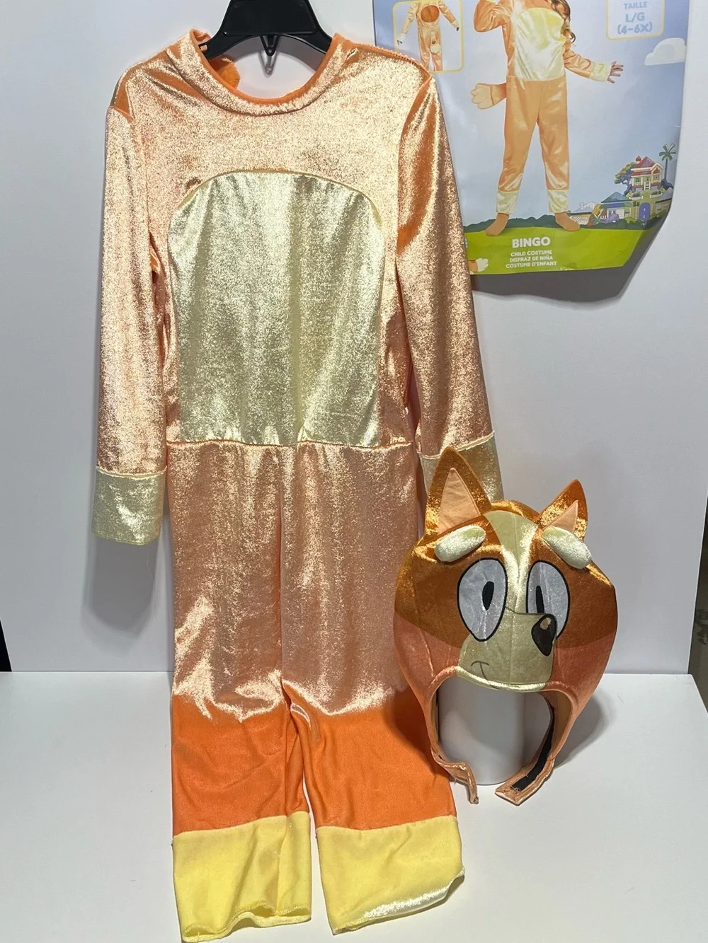 Bingo Costume Kids Size 4T-6 Official Bluey Character Jumpsuit & Headpiece - Picture 2 of 10